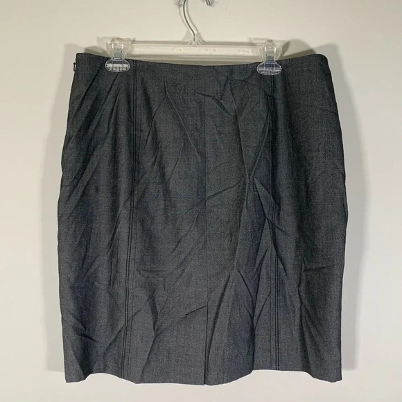 Halogen Skirt Women’s 14 Grey Linen Blend Pencil Skirt W35” L21” Zip Side - Picture 4 of 7
